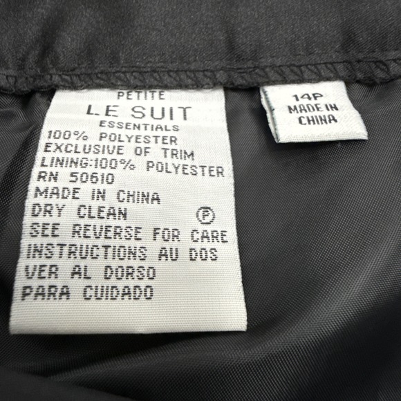 Le Suit satin blazer pant suit set women's 14P petite black 2 piece formal event - Picture 16 of 16